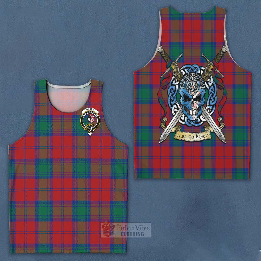 Byres (Byses) Tartan Men's Tank Top with Family Crest Celtic Skull Style - Tartan Vibes Clothing