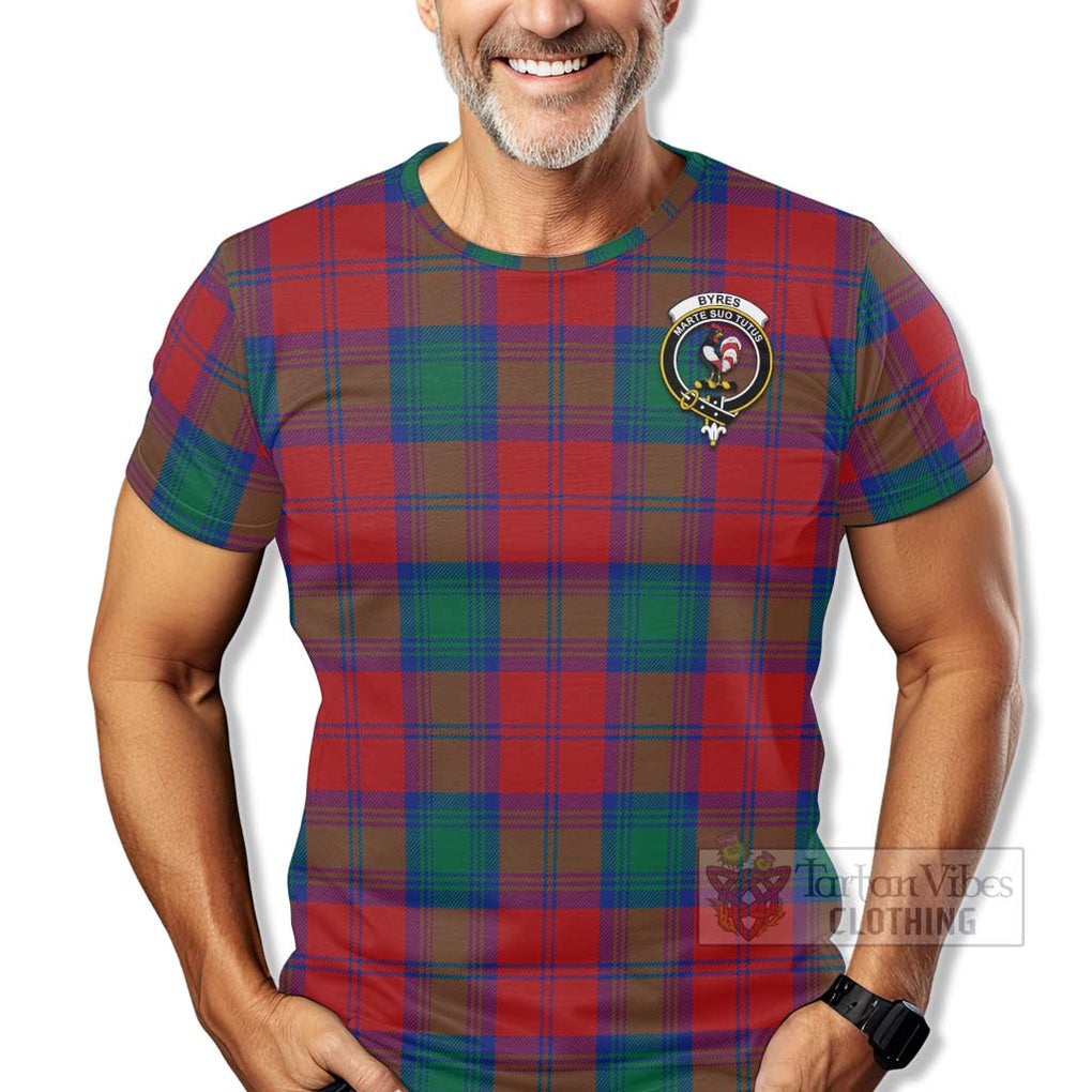 Byres (Byses) Tartan T-Shirt with Family Crest Celtic Skull Style - Tartan Vibes Clothing