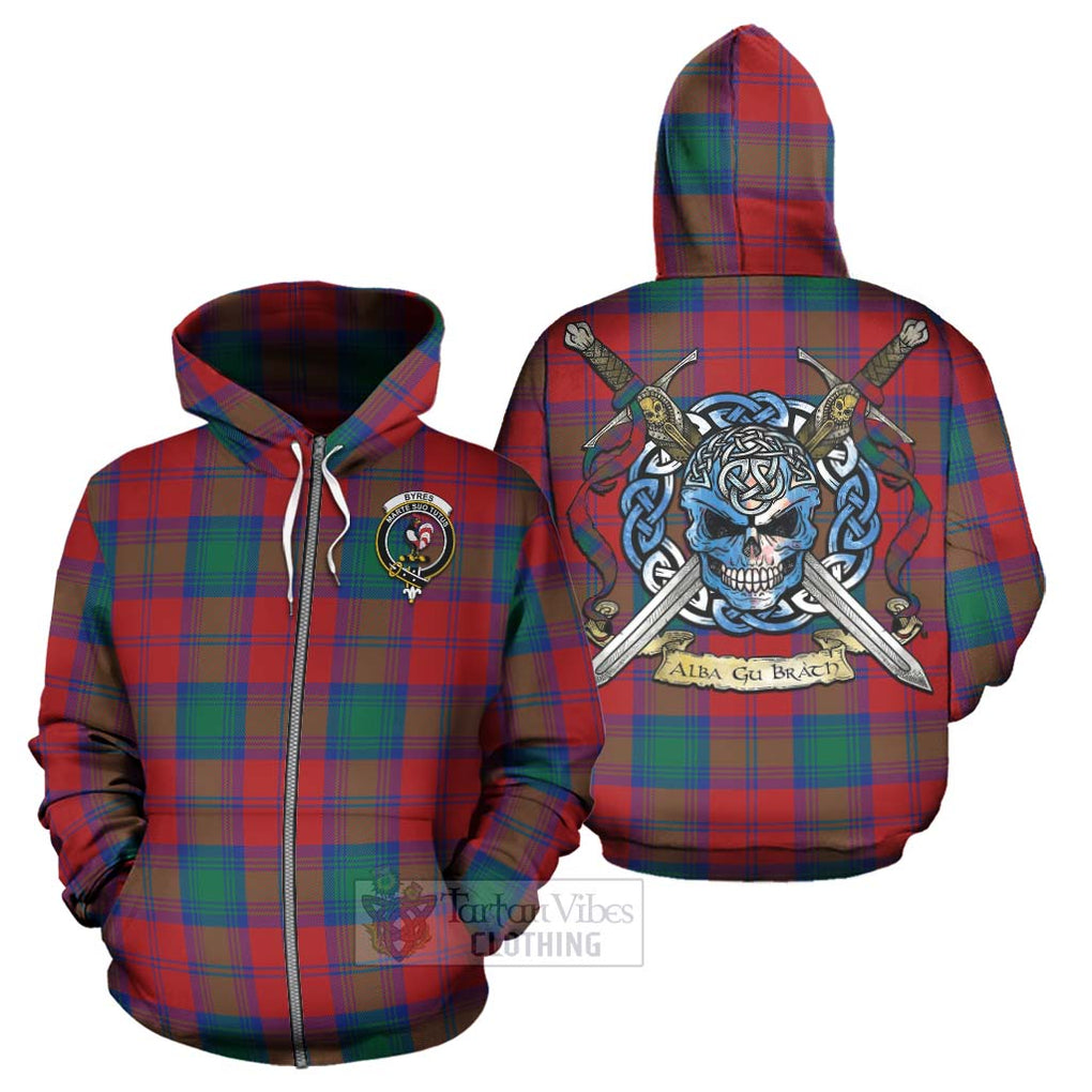 Byres (Byses) Tartan Hoodie with Family Crest Celtic Skull Style - Tartan Vibes Clothing