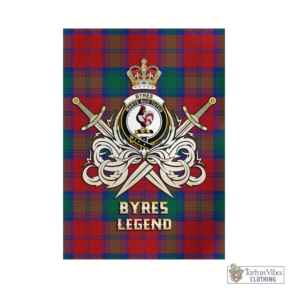 Tartan Vibes Clothing Byres (Byses) Tartan Flag with Clan Crest and the Golden Sword of Courageous Legacy