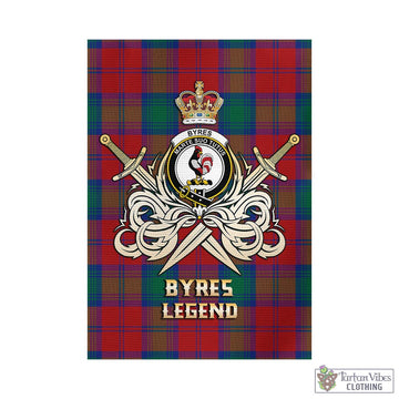 Byres (Byses) Tartan Garden Flag with Clan Crest and the Golden Sword of Courageous Legacy