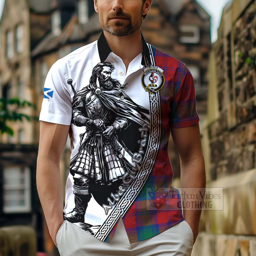 Byres (Byses) Tartan Clan Crest Hawaiian Shirt with Highlander Warrior Celtic Style - Tartan Vibes Clothing
