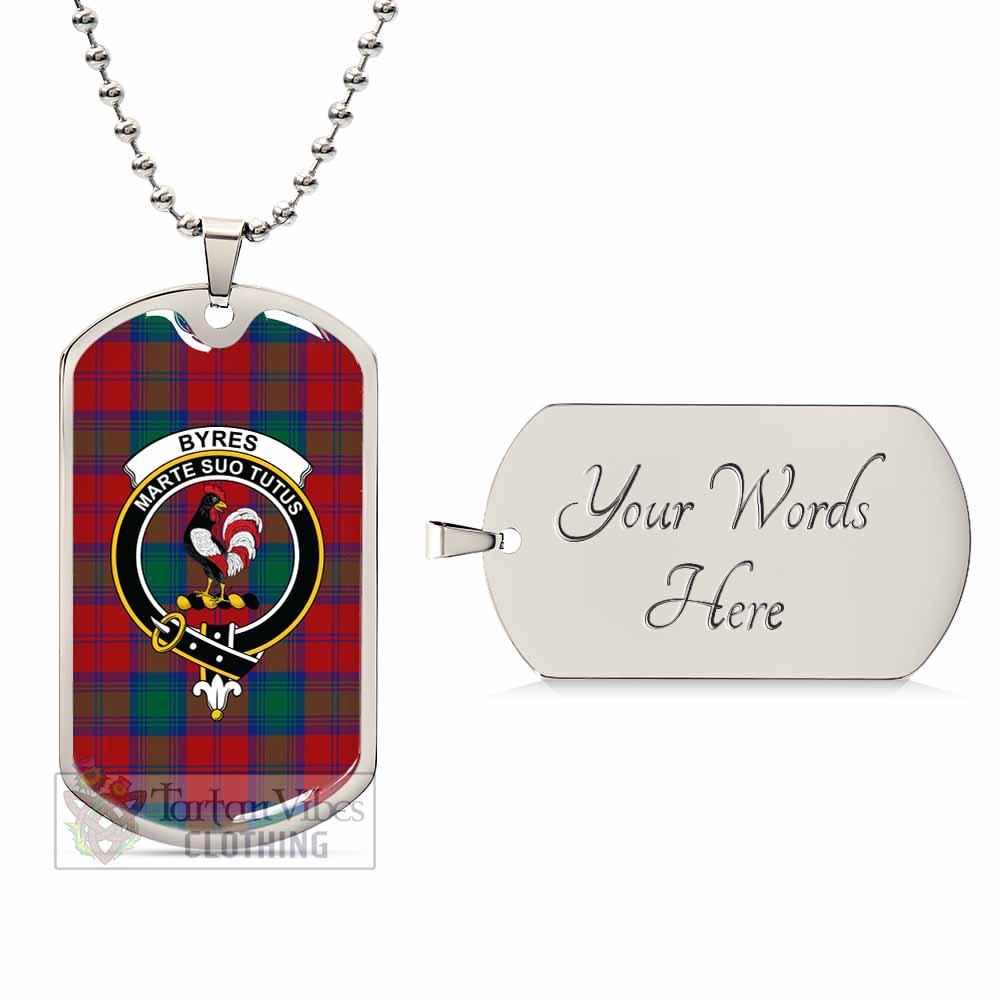 Byres (Byses) Tartan Dog Tag Necklace with Family Crest Silver Yes - Tartan Vibes Clothing