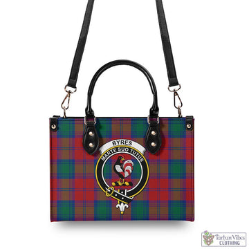Byres (Byses) Tartan Luxury Leather Handbags with Family Crest - Tartan Vibes Clothing