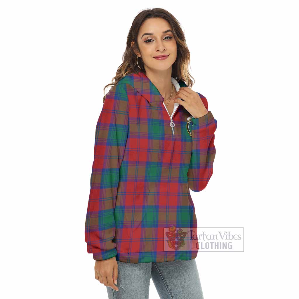 Byres (Byses) Tartan Women's Borg Fleece Hoodie with Half Zip with Family Crest - Tartan Vibes Clothing