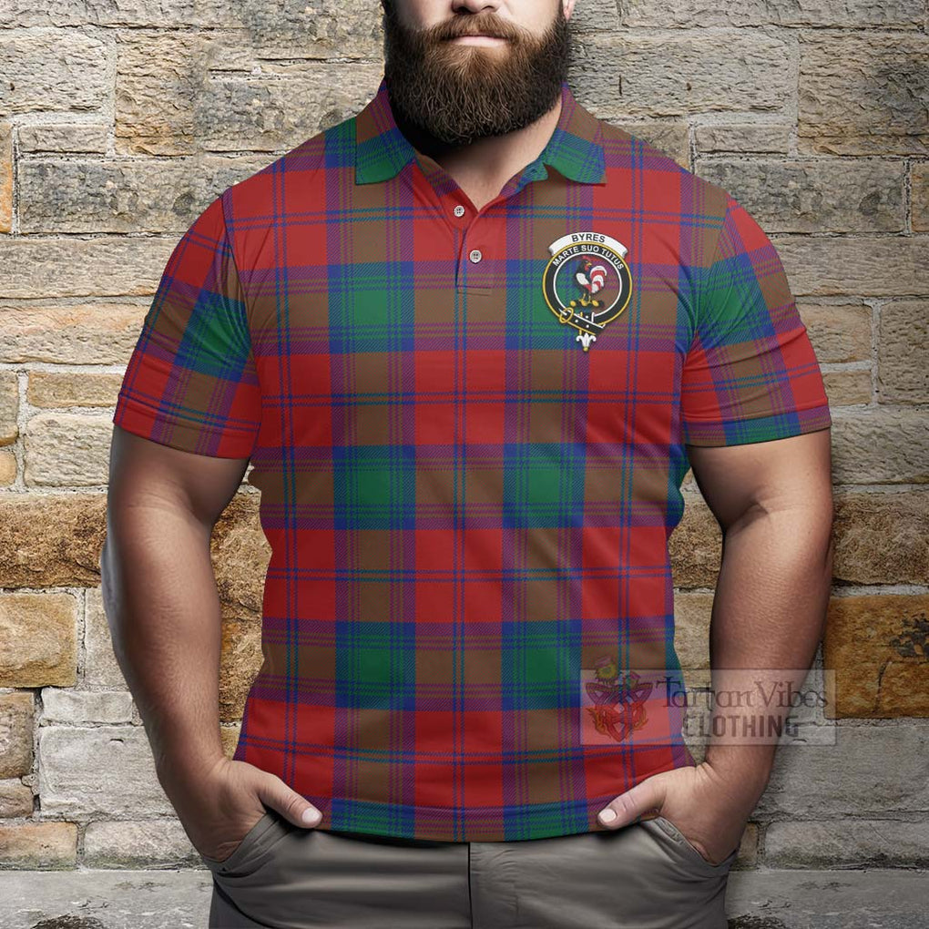 Byres (Byses) Tartan Polo Shirt with Family Crest Celtic Skull Style - Tartan Vibes Clothing