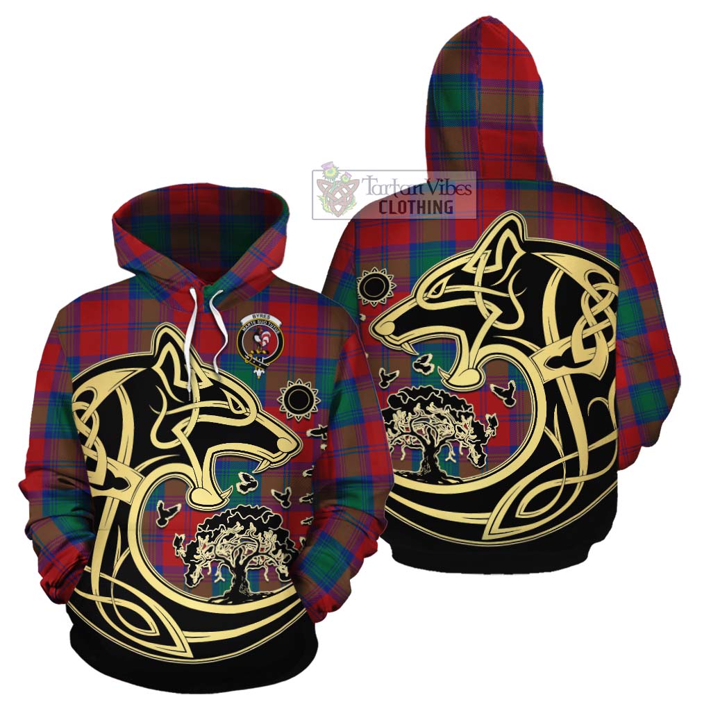 Byres (Byses) Tartan Cotton Hoodie with Family Crest Celtic Wolf Style Zip Hoodie - Tartan Vibes Clothing
