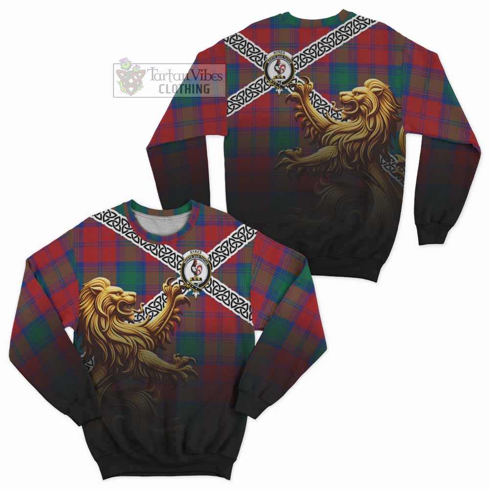 Byres (Byses) Crest Tartan Sweatshirt with Golden Lion Emblem Celtic Style - Tartan Vibes Clothing