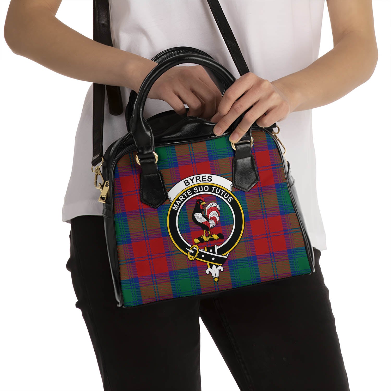 Byres (Byses) Tartan Shoulder Handbags with Family Crest - Tartan Vibes Clothing