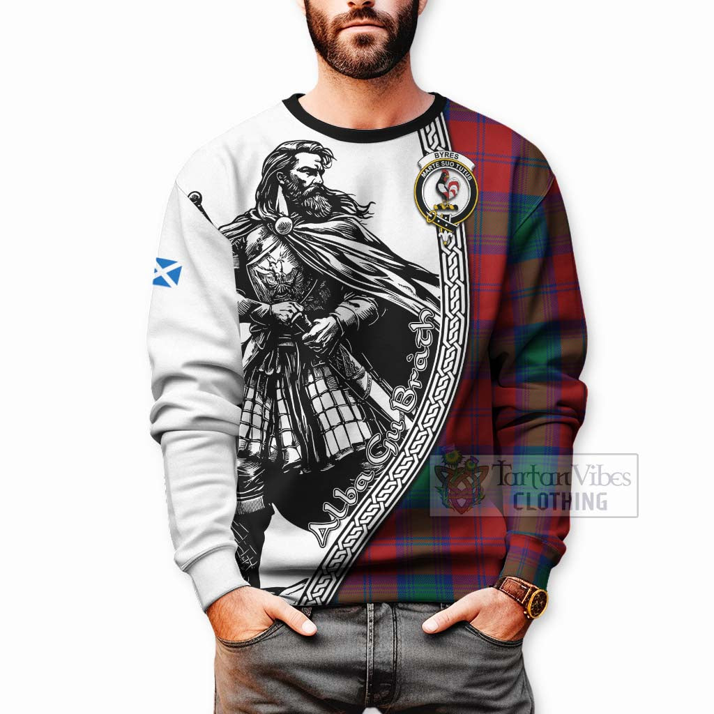 Byres (Byses) Tartan Clan Crest Sweatshirt with Highlander Warrior Celtic Style - Tartan Vibes Clothing