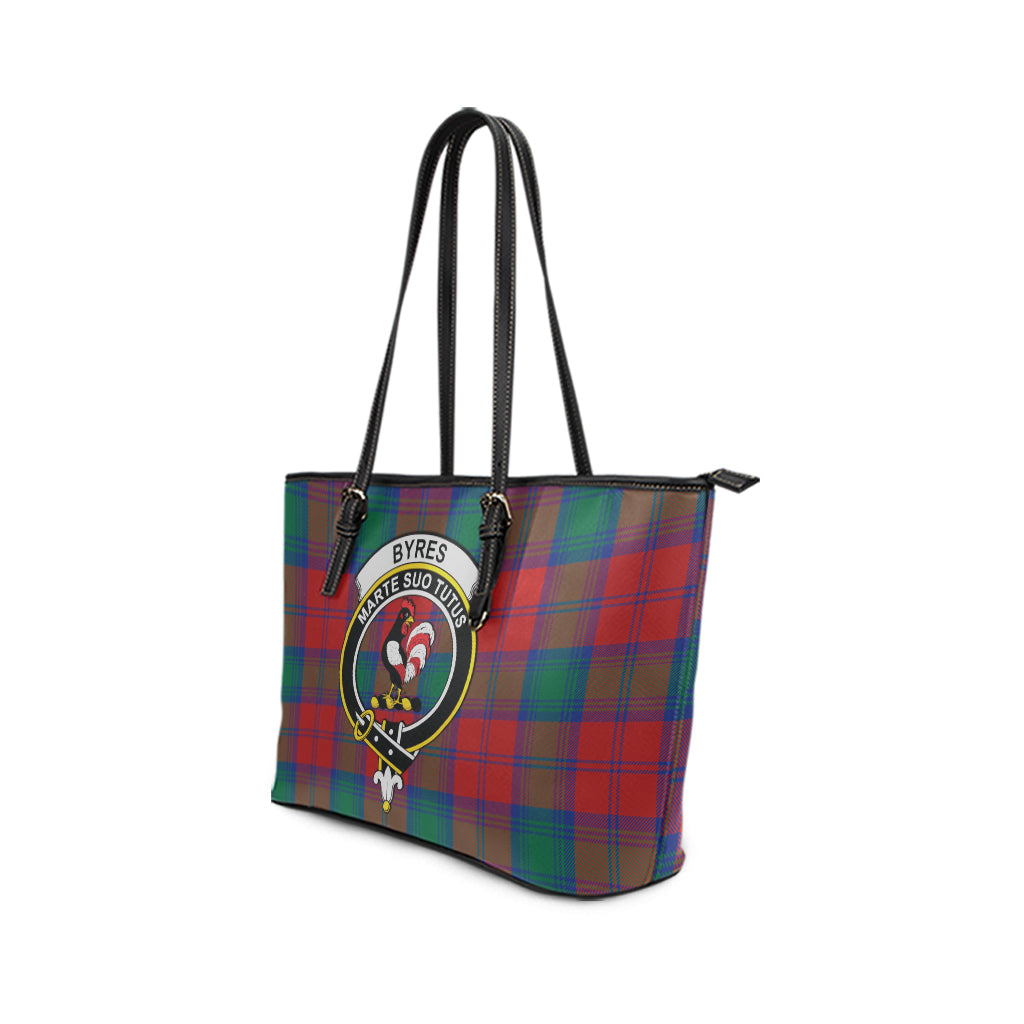 Byres (Byses) Tartan Leather Tote Bag with Family Crest - Tartan Vibes Clothing