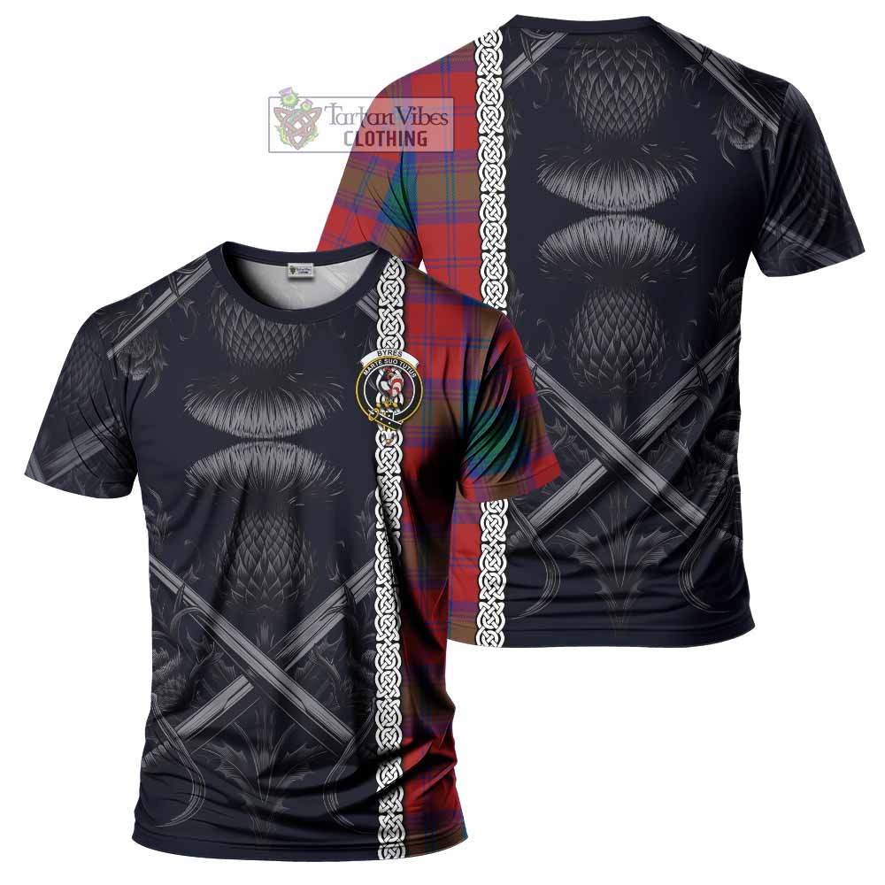 Byres (Byses) Tartan T-Shirt with Family Crest Cross Sword Thistle Celtic Vibes - Tartan Vibes Clothing
