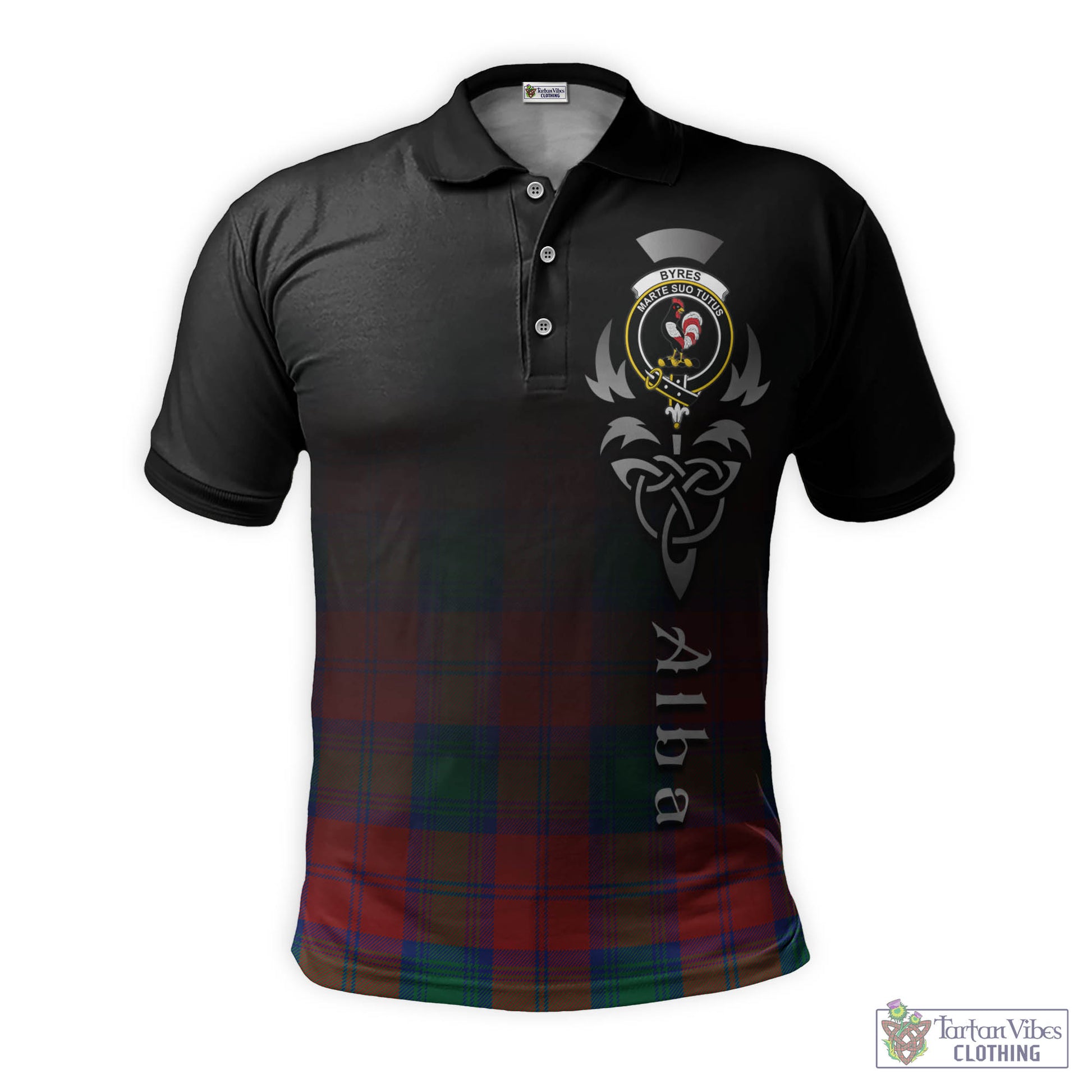 Tartan Vibes Clothing Byres (Byses) Tartan Polo Shirt Featuring Alba Gu Brath Family Crest Celtic Inspired