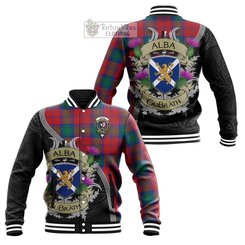 Byres (Byses) Tartan Family Crest Baseball Jacket Lion Rampant Royal Thistle Shield Celtic Inspired - Tartan Vibes Clothing