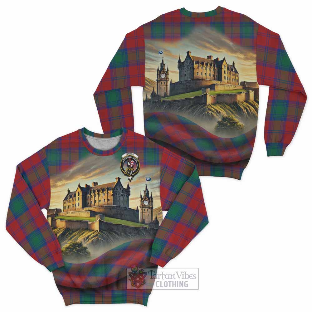 Byres (Byses) Tartan Family Crest Sweatshirt with Scottish Ancient Castle Style - Tartan Vibes Clothing