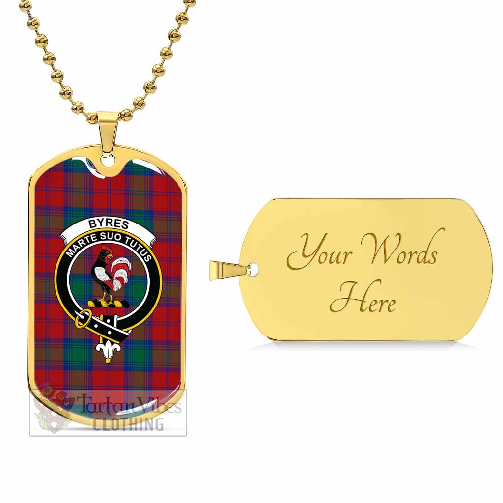 Byres (Byses) Tartan Dog Tag Necklace with Family Crest Gold Yes - Tartan Vibes Clothing