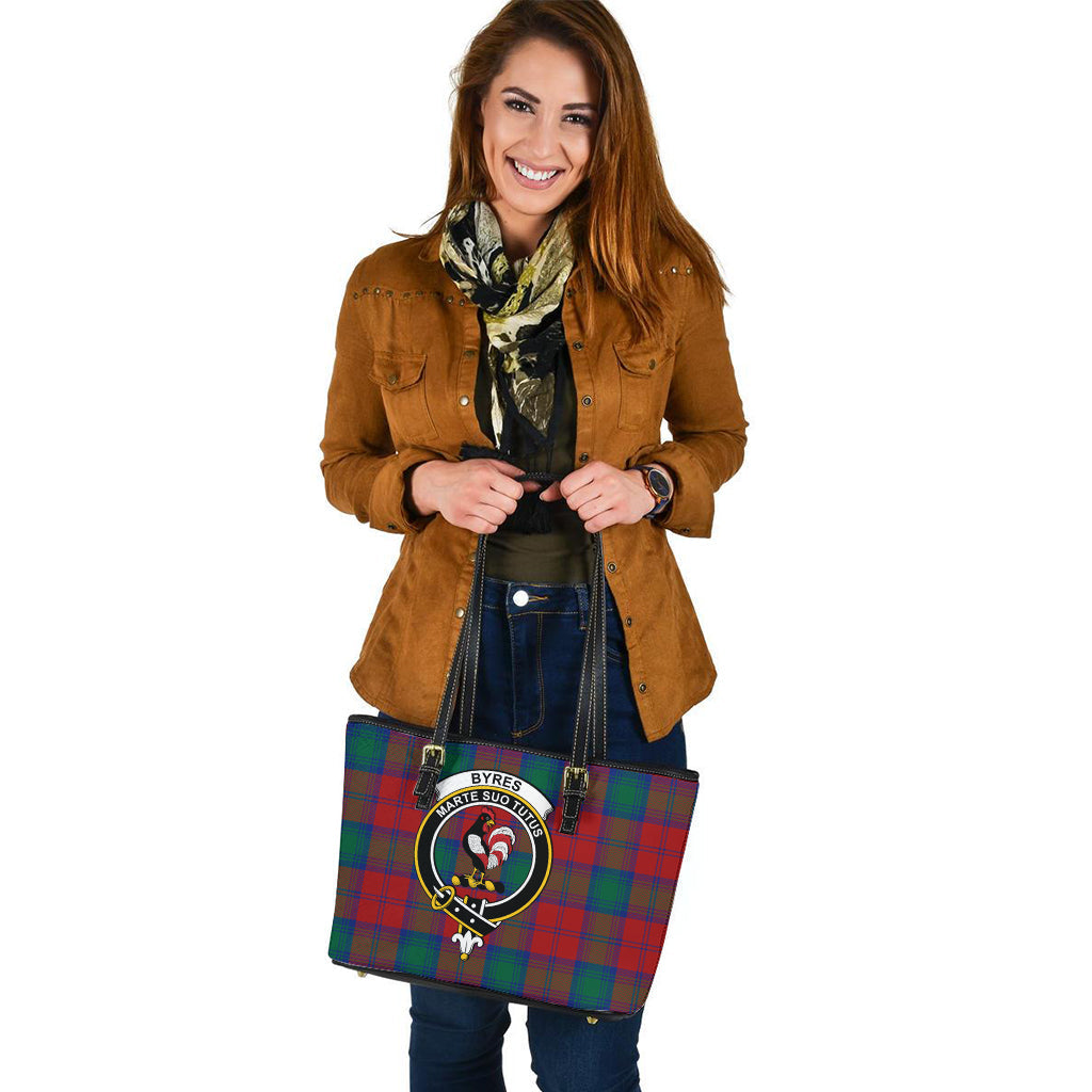 Byres (Byses) Tartan Leather Tote Bag with Family Crest - Tartan Vibes Clothing