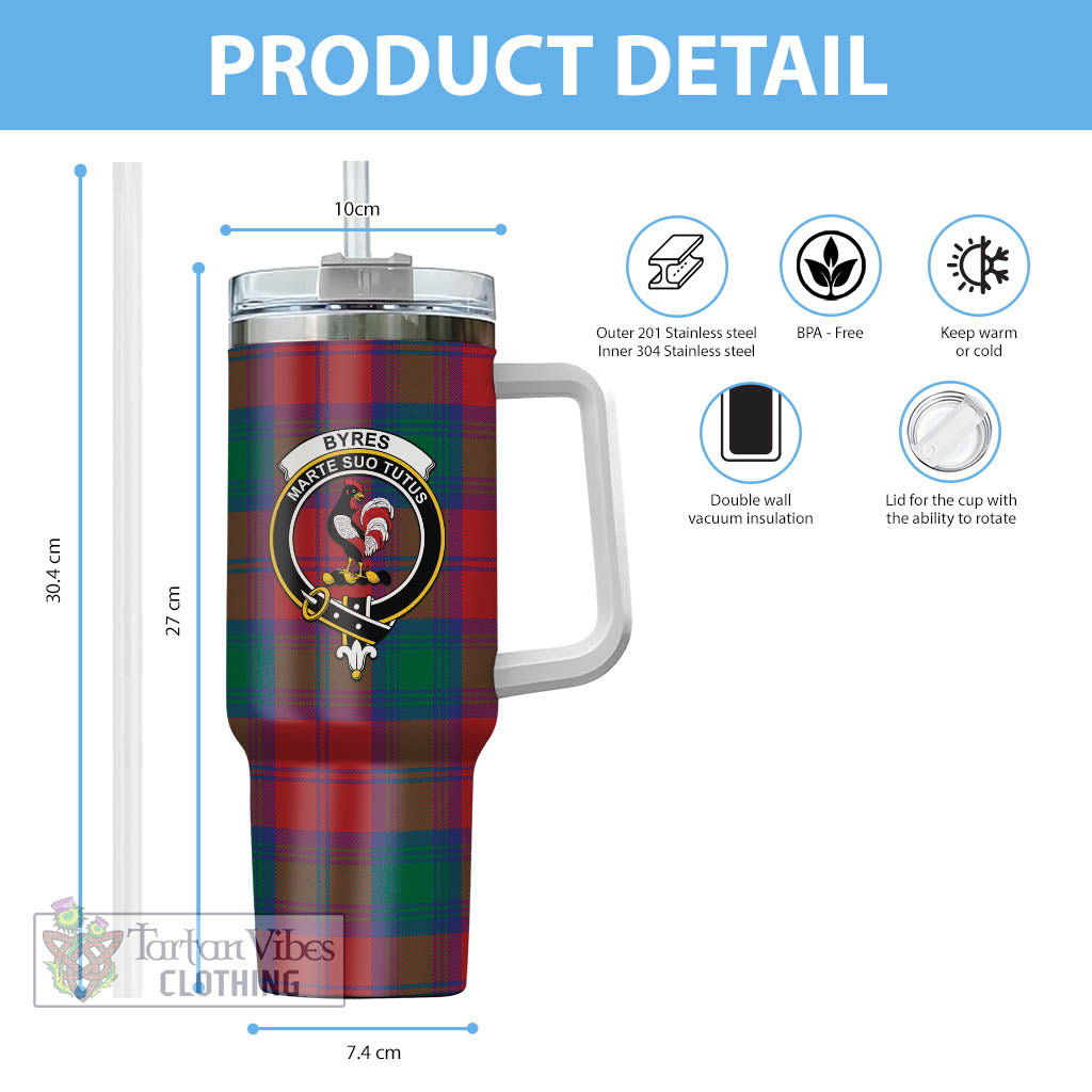 Byres (Byses) Tartan Tumbler with Handle with Family Crest - Tartan Vibes Clothing