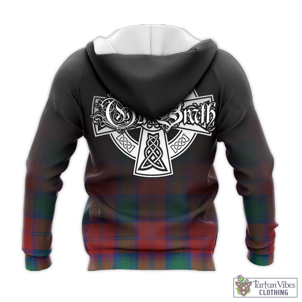 Tartan Vibes Clothing Byres (Byses) Tartan Knitted Hoodie Featuring Alba Gu Brath Family Crest Celtic Inspired