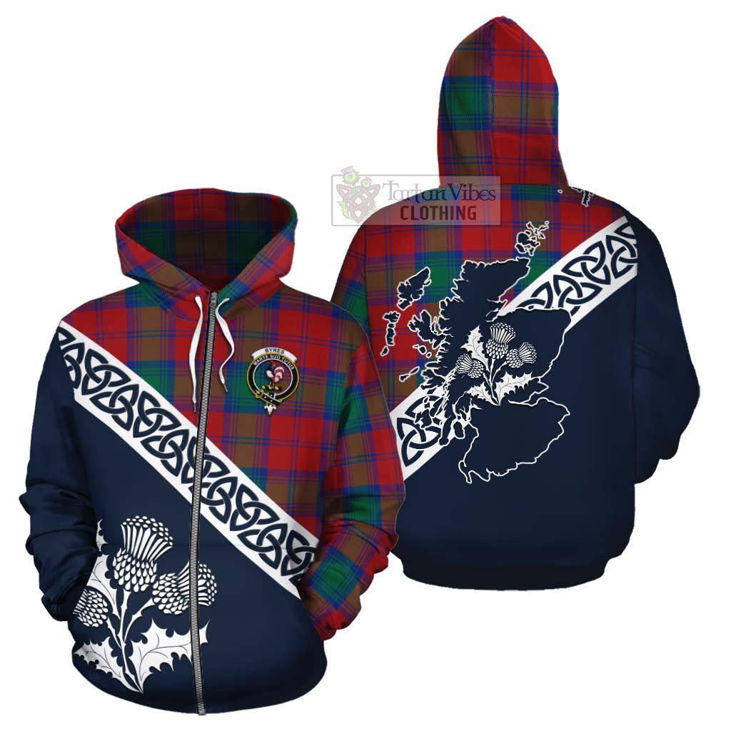 Byres (Byses) Tartan Cotton Hoodie Featuring Thistle and Scotland Map - Tartan Vibes Clothing