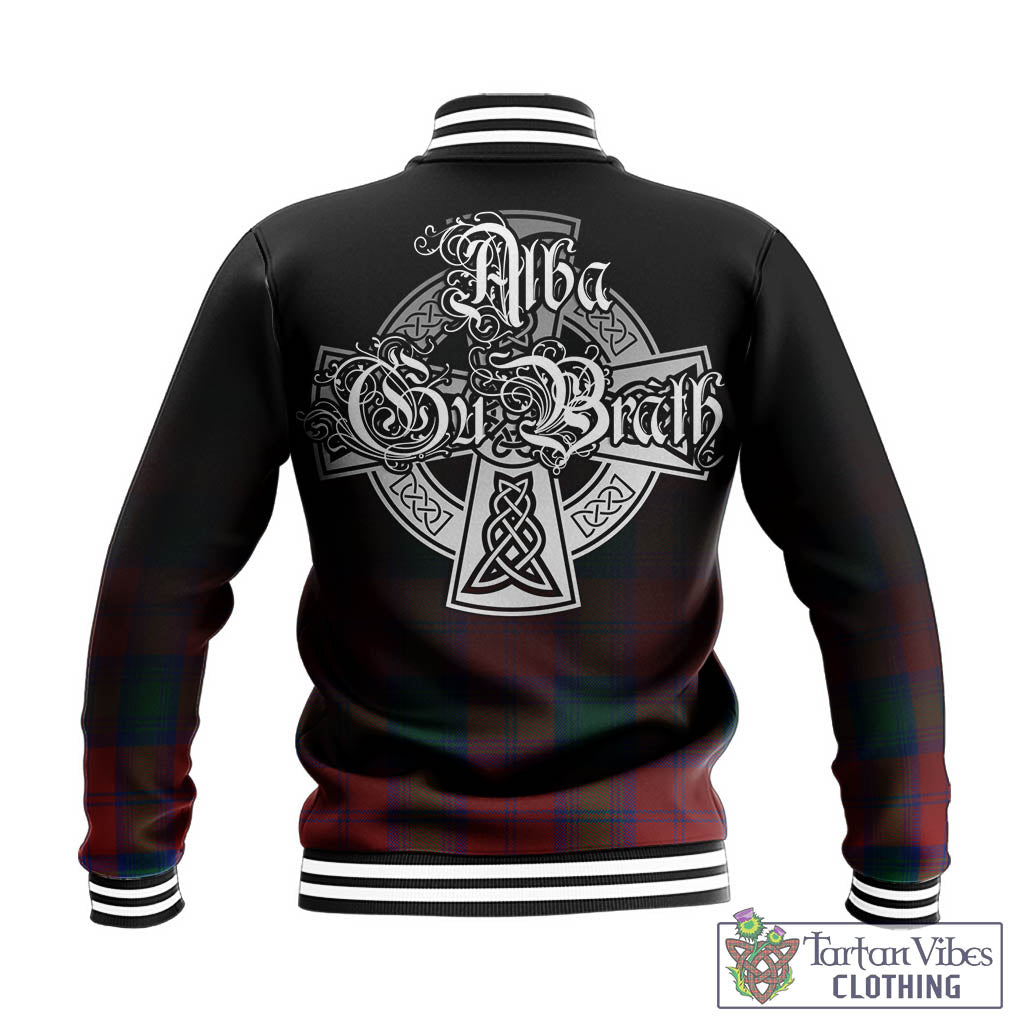 Tartan Vibes Clothing Byres (Byses) Tartan Baseball Jacket Featuring Alba Gu Brath Family Crest Celtic Inspired