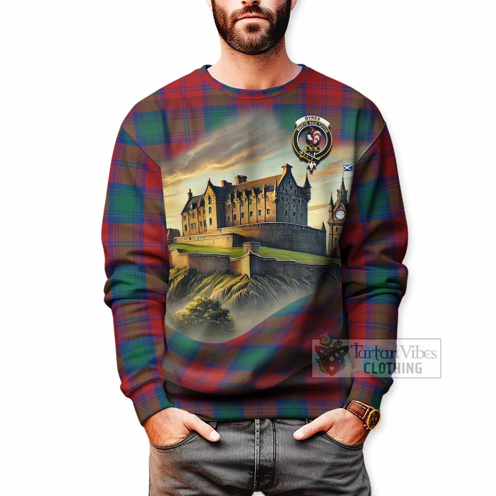 Byres (Byses) Tartan Family Crest Sweatshirt with Scottish Ancient Castle Style - Tartan Vibes Clothing