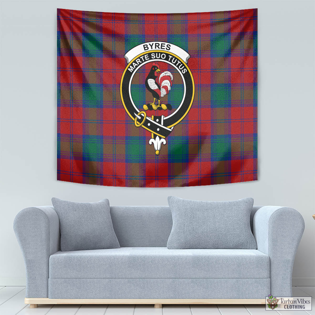 Byres (Byses) Tartan Tapestry Wall Hanging and Home Decor for Room with Family Crest - Tartan Vibes Clothing