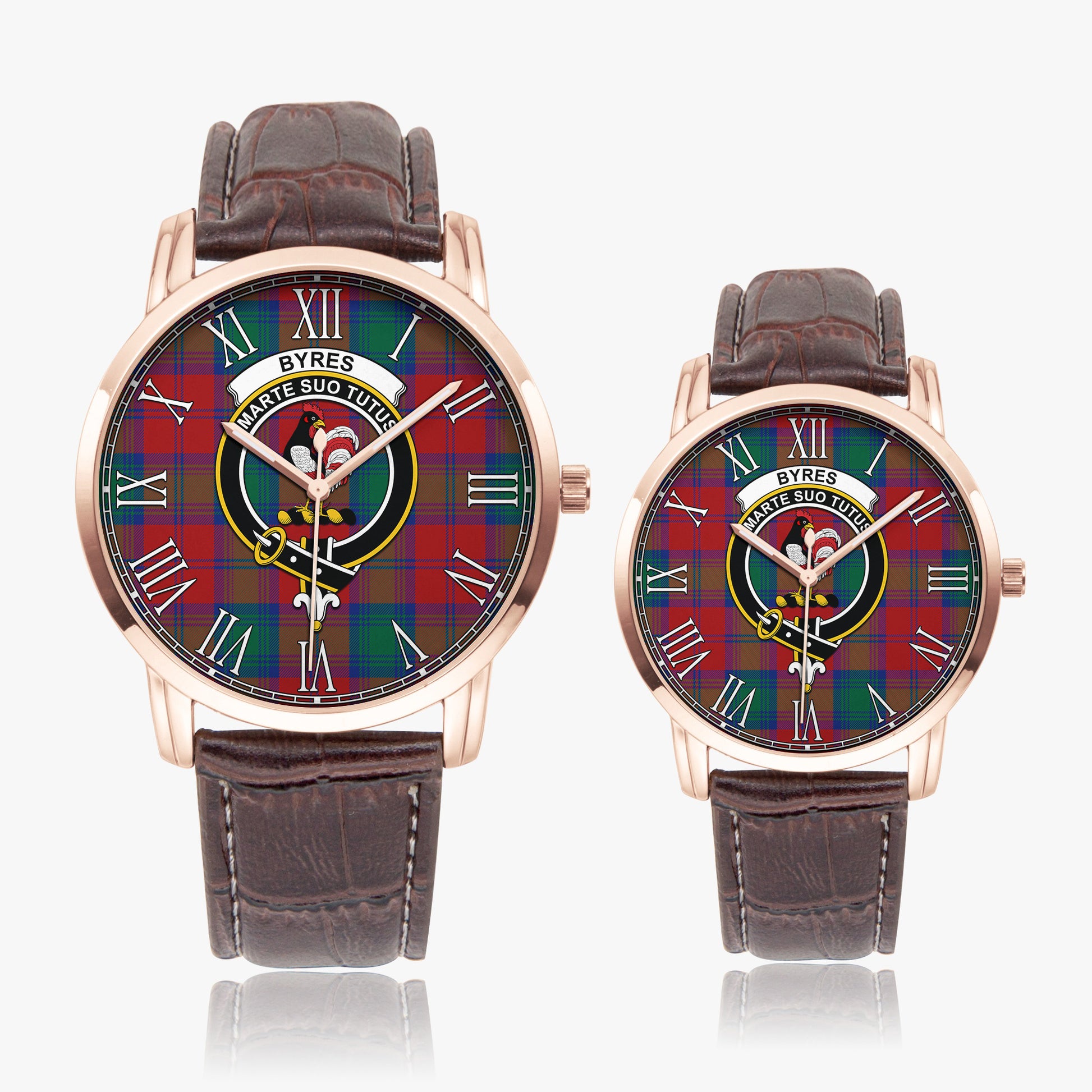 Byres (Byses) Tartan Family Crest Leather Strap Quartz Watch - Tartan Vibes Clothing