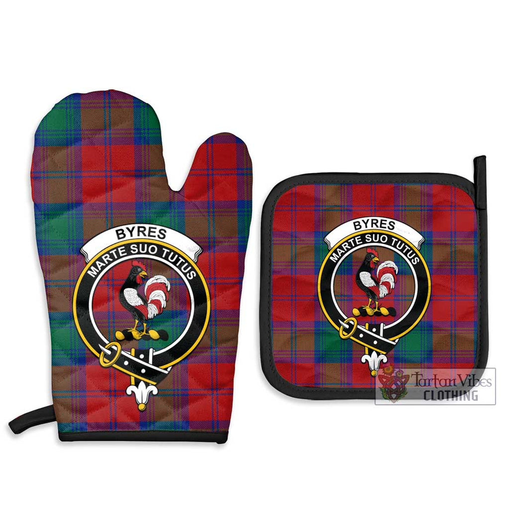 Byres (Byses) Tartan Combo Oven Mitt & Pot-Holder with Family Crest - Tartan Vibes Clothing