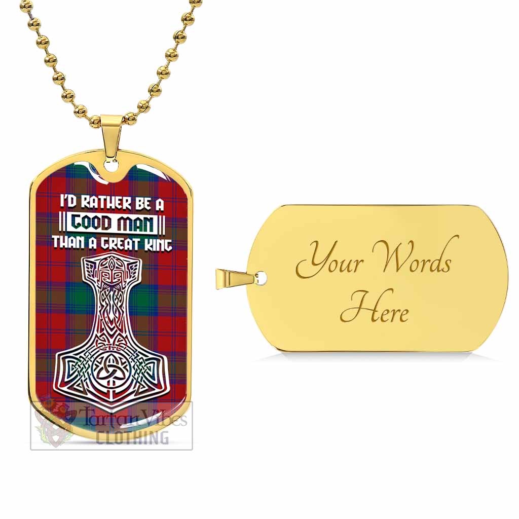 Byres (Byses) Tartan Dog Tag Necklace Viking Mjolnir Style Gold Yes - Tartan Vibes Clothing