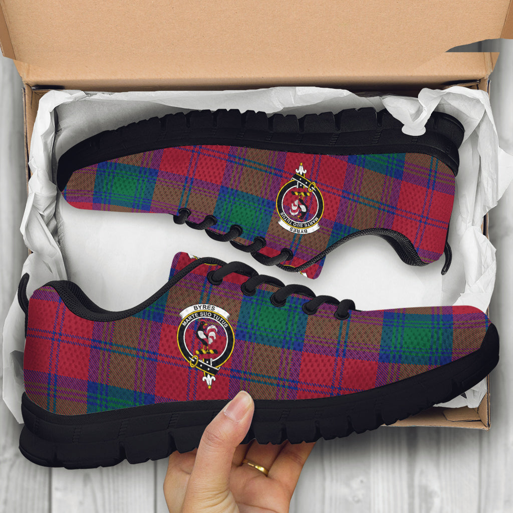 Byres (Byses) Tartan Sneakers with Family Crest - Tartan Vibes Clothing