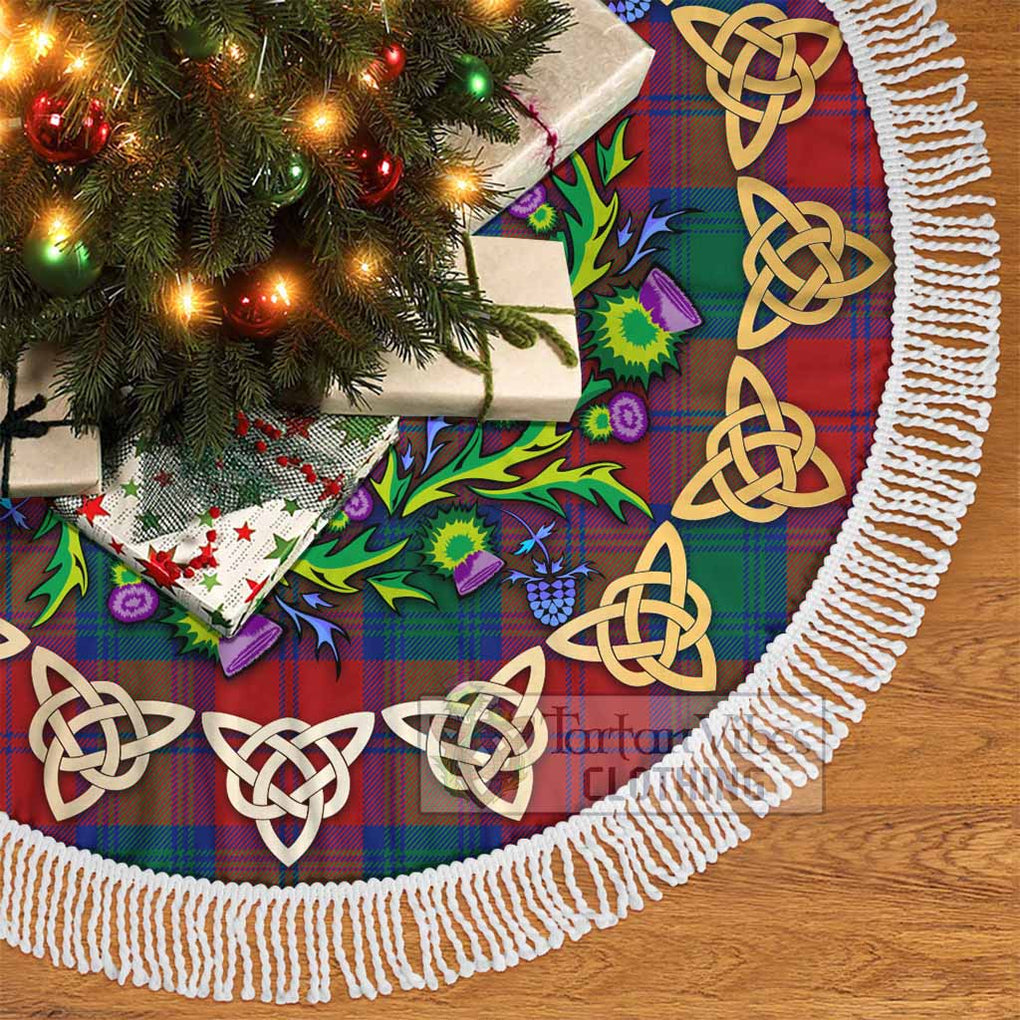 Byres (Byses) Tartan Christmas Tree Skirt with Thistle Celtic Knot Style - Tartan Vibes Clothing