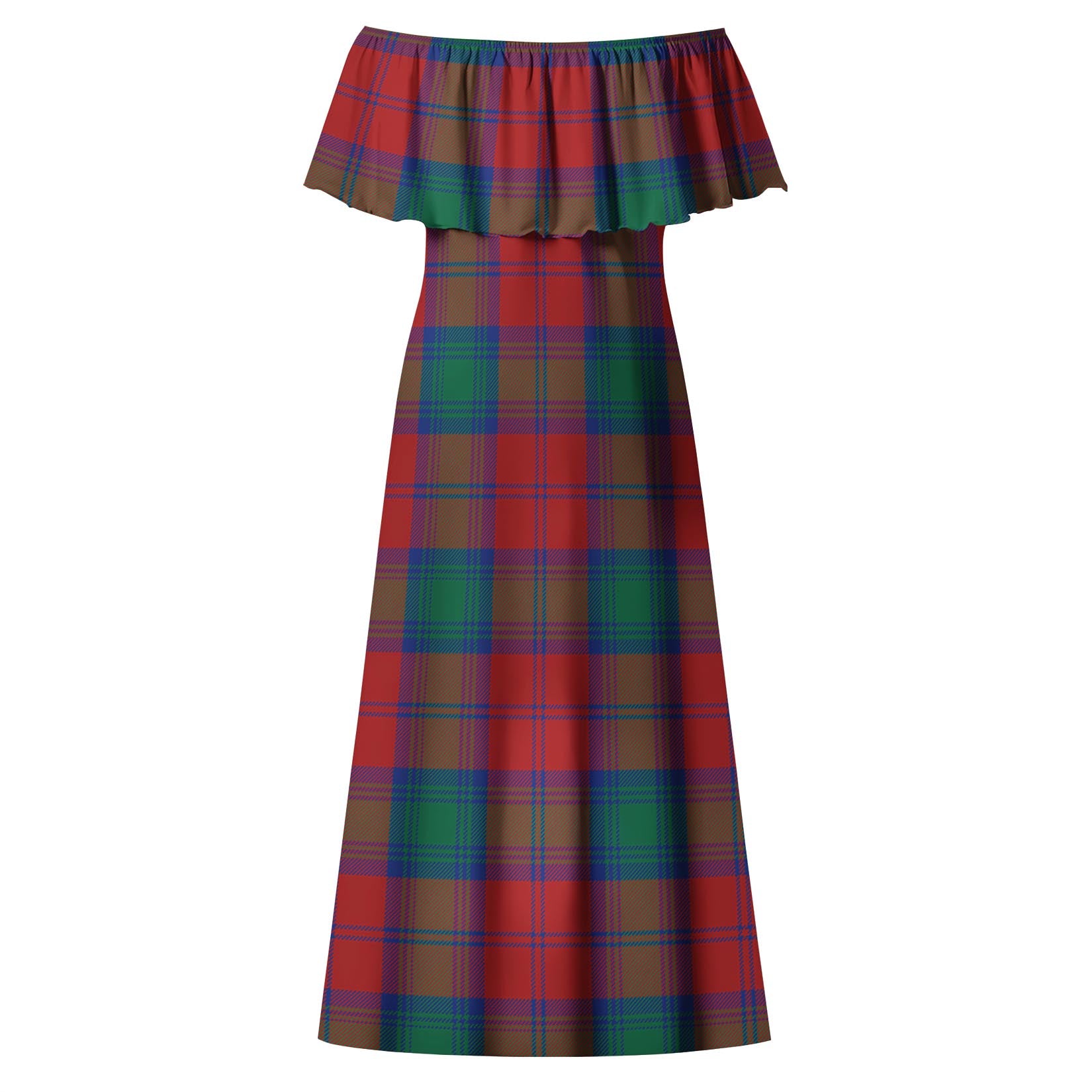 Byres (Byses) Tartan Off Shoulder Long Dress - Tartan Vibes Clothing