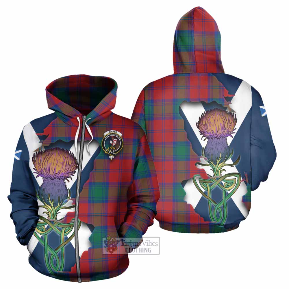 Tartan Vibes Clothing Byres (Byses) Tartan Family Crest Hoodie Scottish Thistle Celtic Inspired