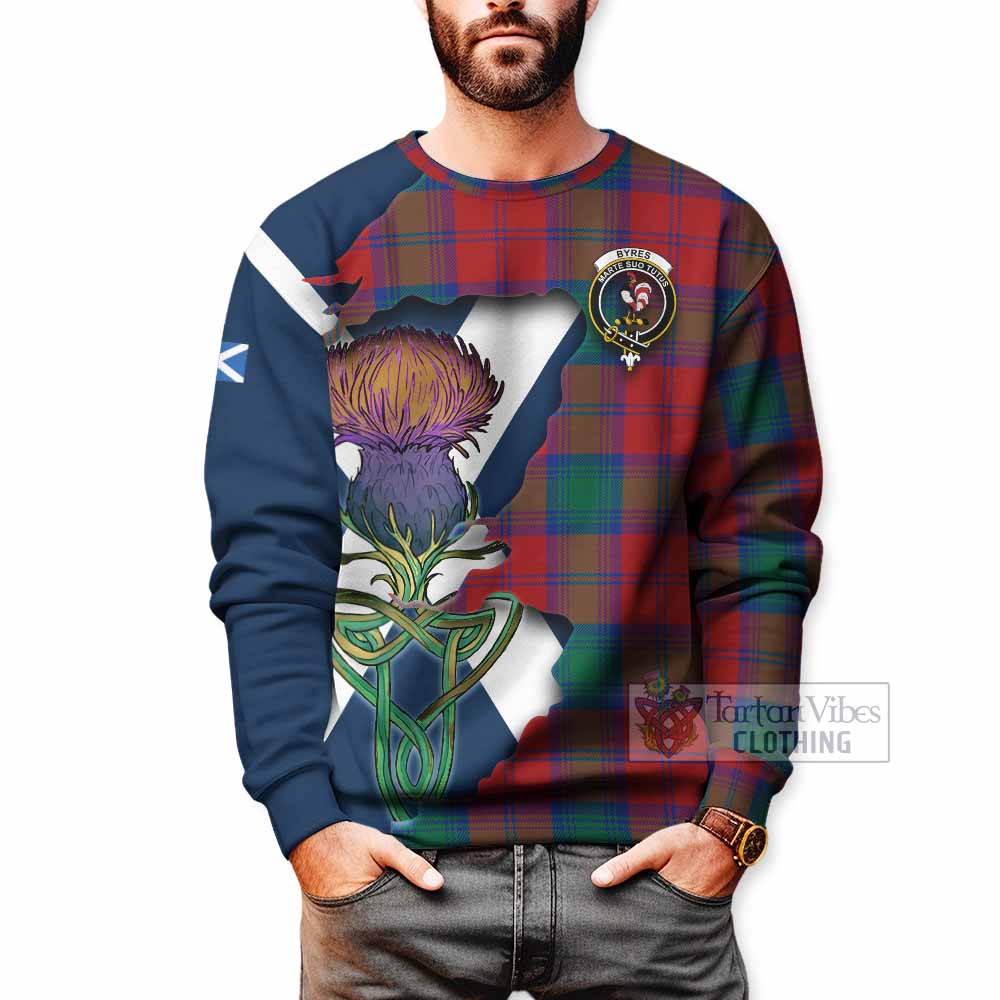 Tartan Vibes Clothing Byres (Byses) Tartan Family Crest Sweatshirt Scottish Thistle Celtic Inspired