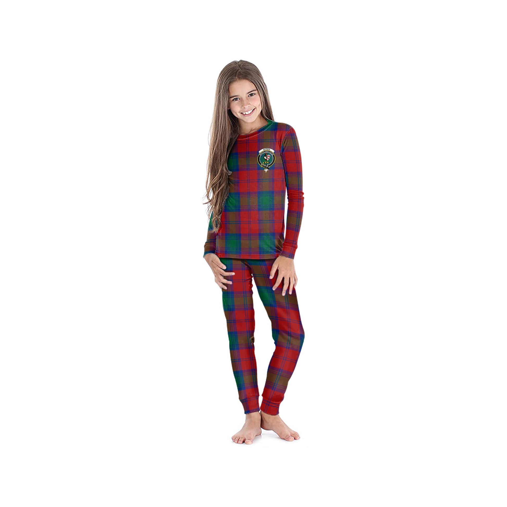 Byres (Byses) Tartan Pajamas Family Set with Family Crest - Tartan Vibes Clothing