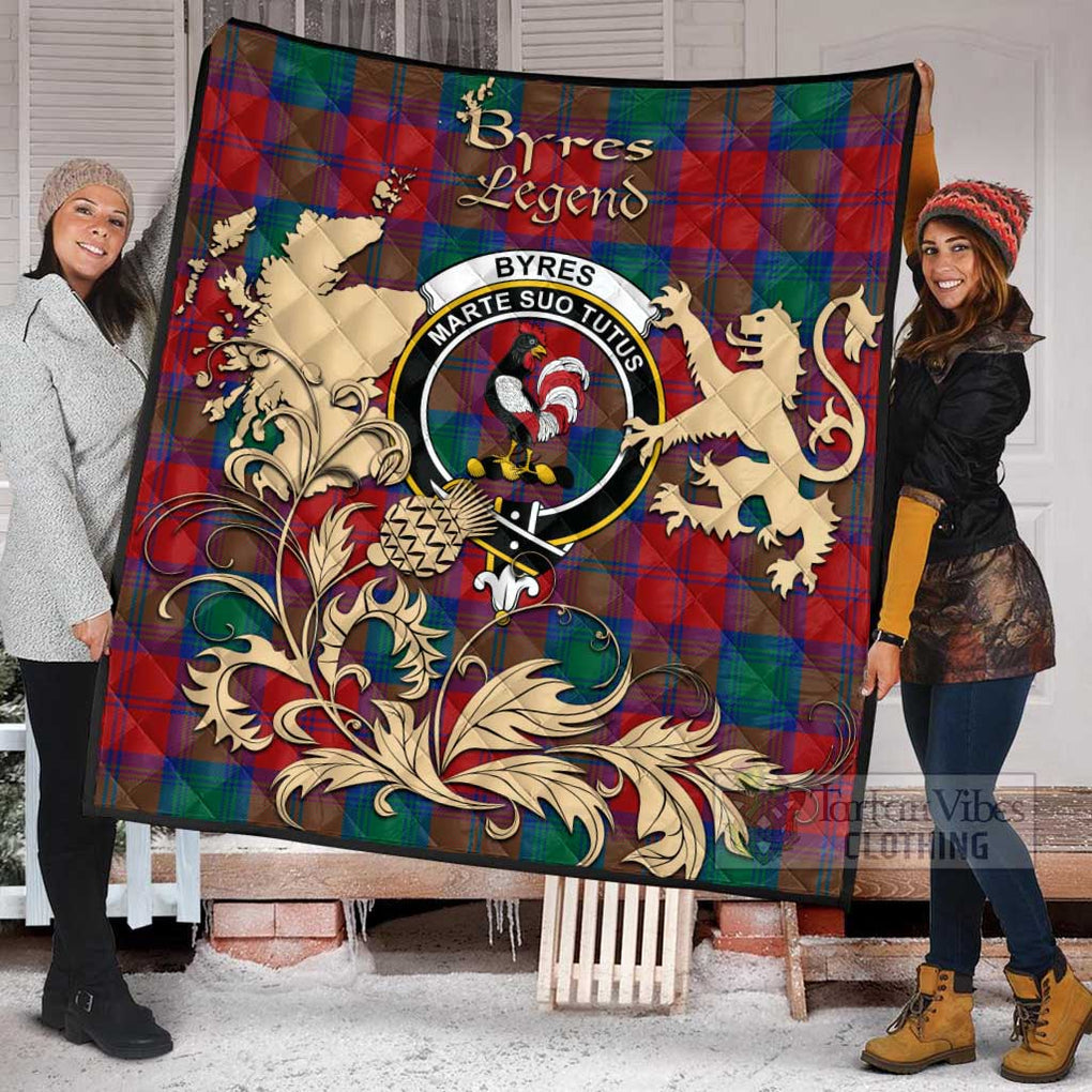 Tartan Vibes Clothing Byres (Byses) Tartan Quilt with Family Crest and Scottish Symbol Style