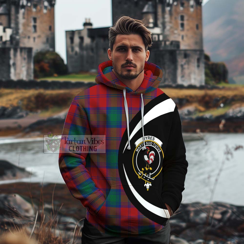 Byres (Byses) Tartan Cotton Hoodie with Family Crest Circle Style - Tartan Vibes Clothing