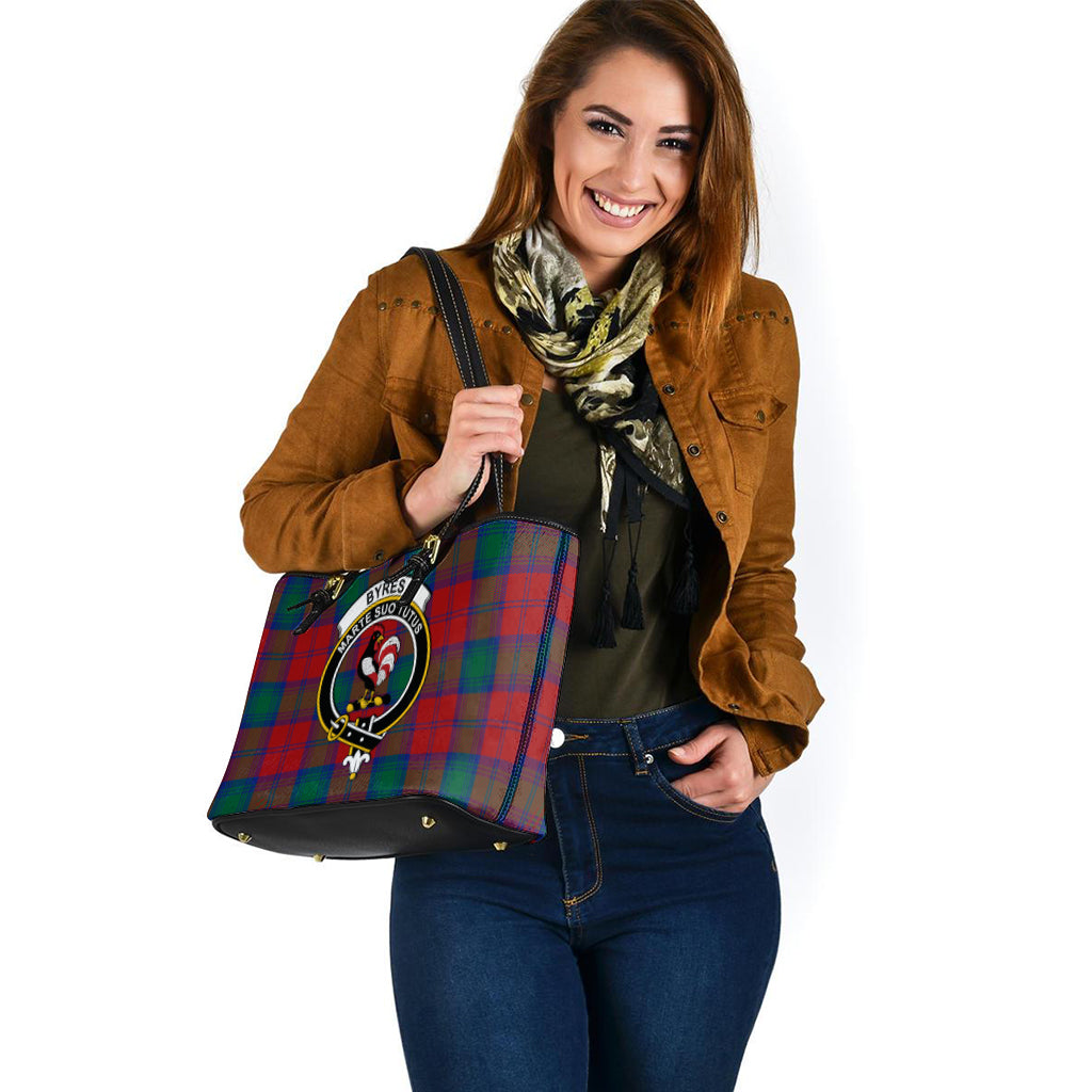 Byres (Byses) Tartan Leather Tote Bag with Family Crest - Tartan Vibes Clothing