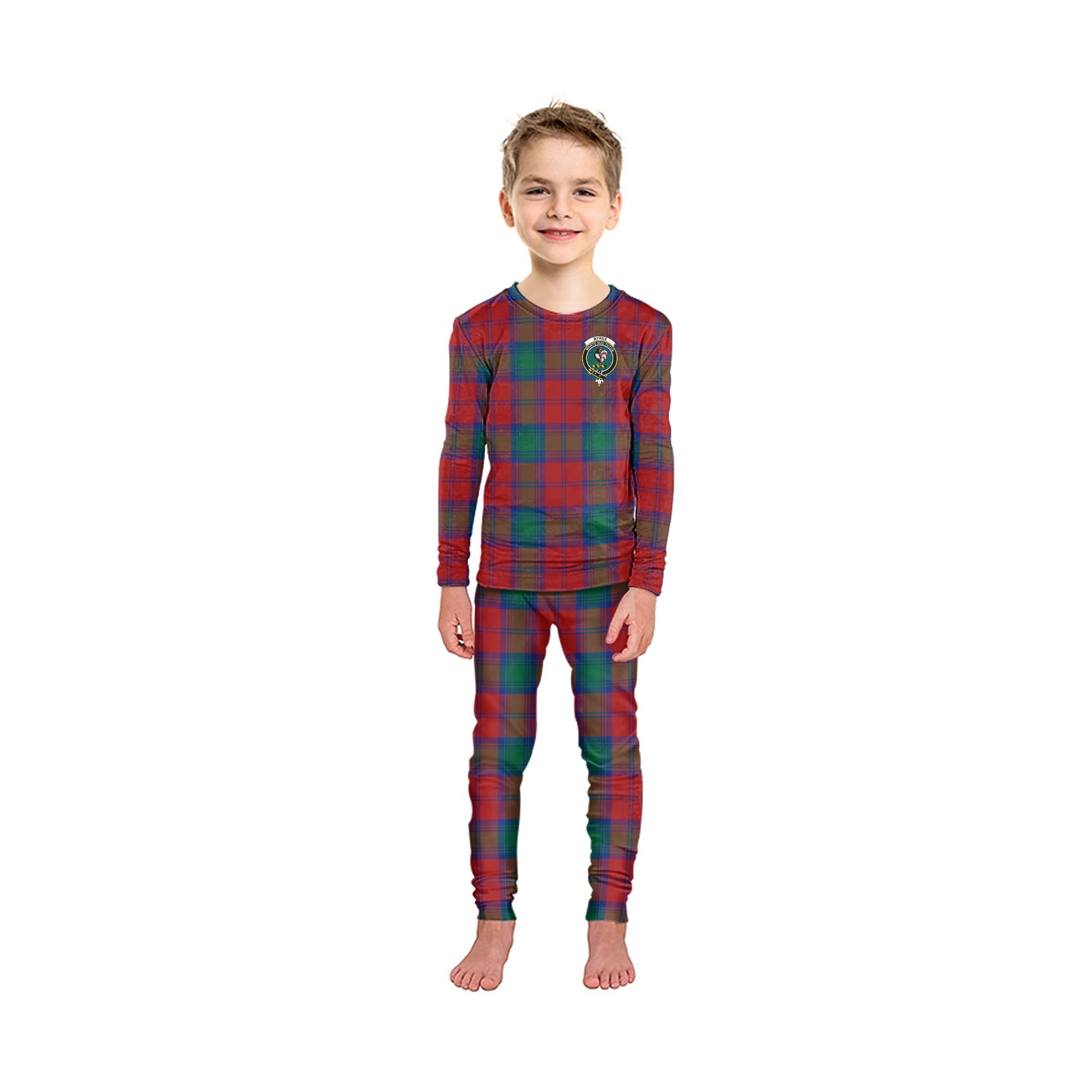Byres (Byses) Tartan Pajamas Family Set with Family Crest - Tartan Vibes Clothing