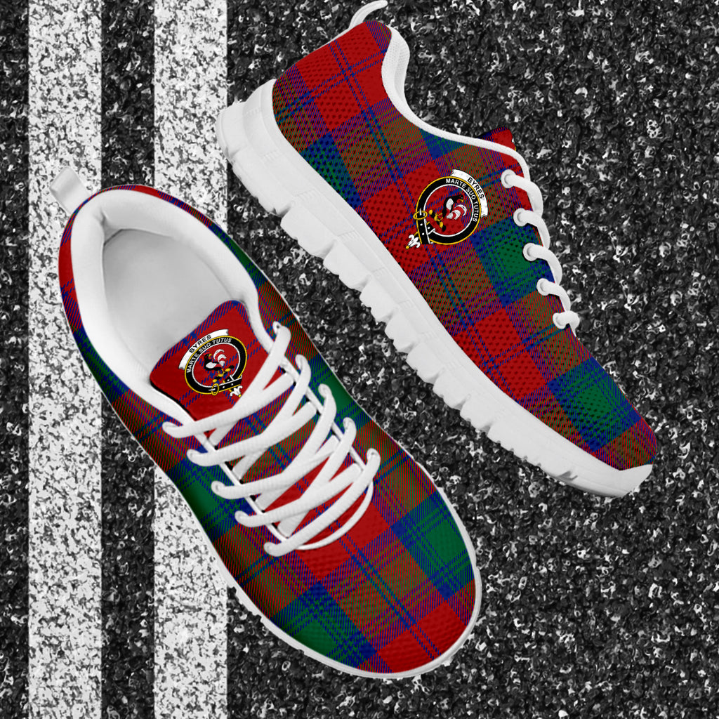 Byres (Byses) Tartan Sneakers with Family Crest - Tartan Vibes Clothing
