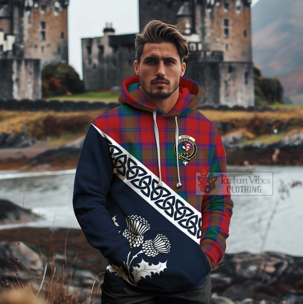 Byres (Byses) Tartan Cotton Hoodie Featuring Thistle and Scotland Map - Tartan Vibes Clothing