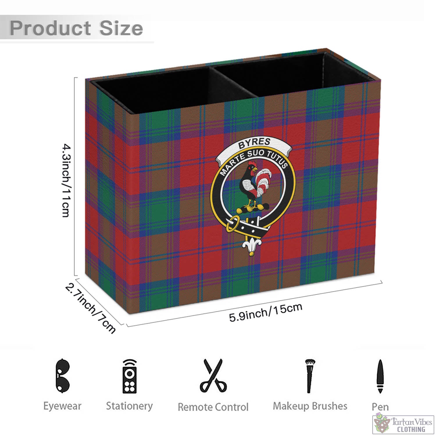 Byres (Byses) Tartan Pen Holder with Family Crest - Tartan Vibes Clothing