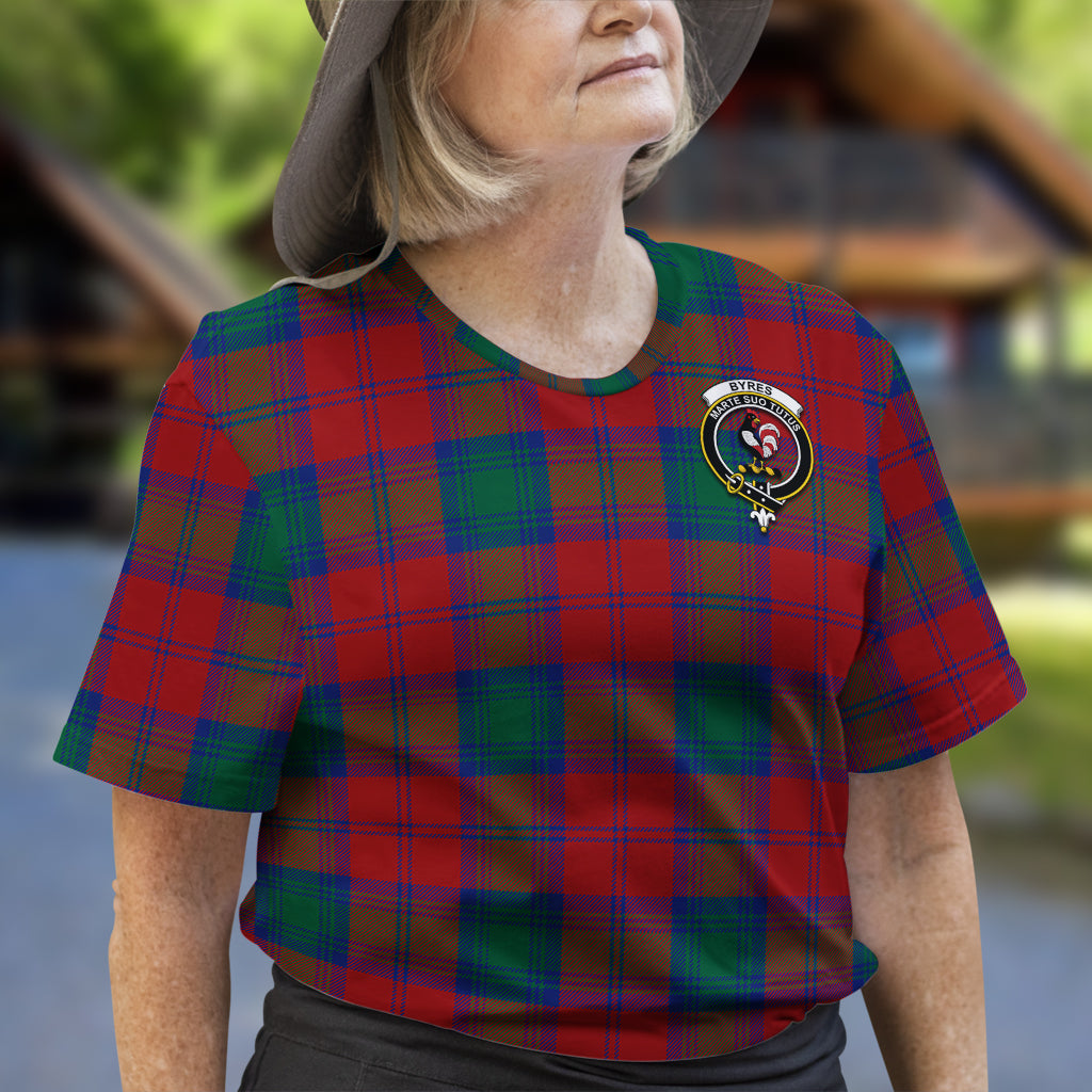 Byres (Byses) Tartan T-Shirt with Family Crest