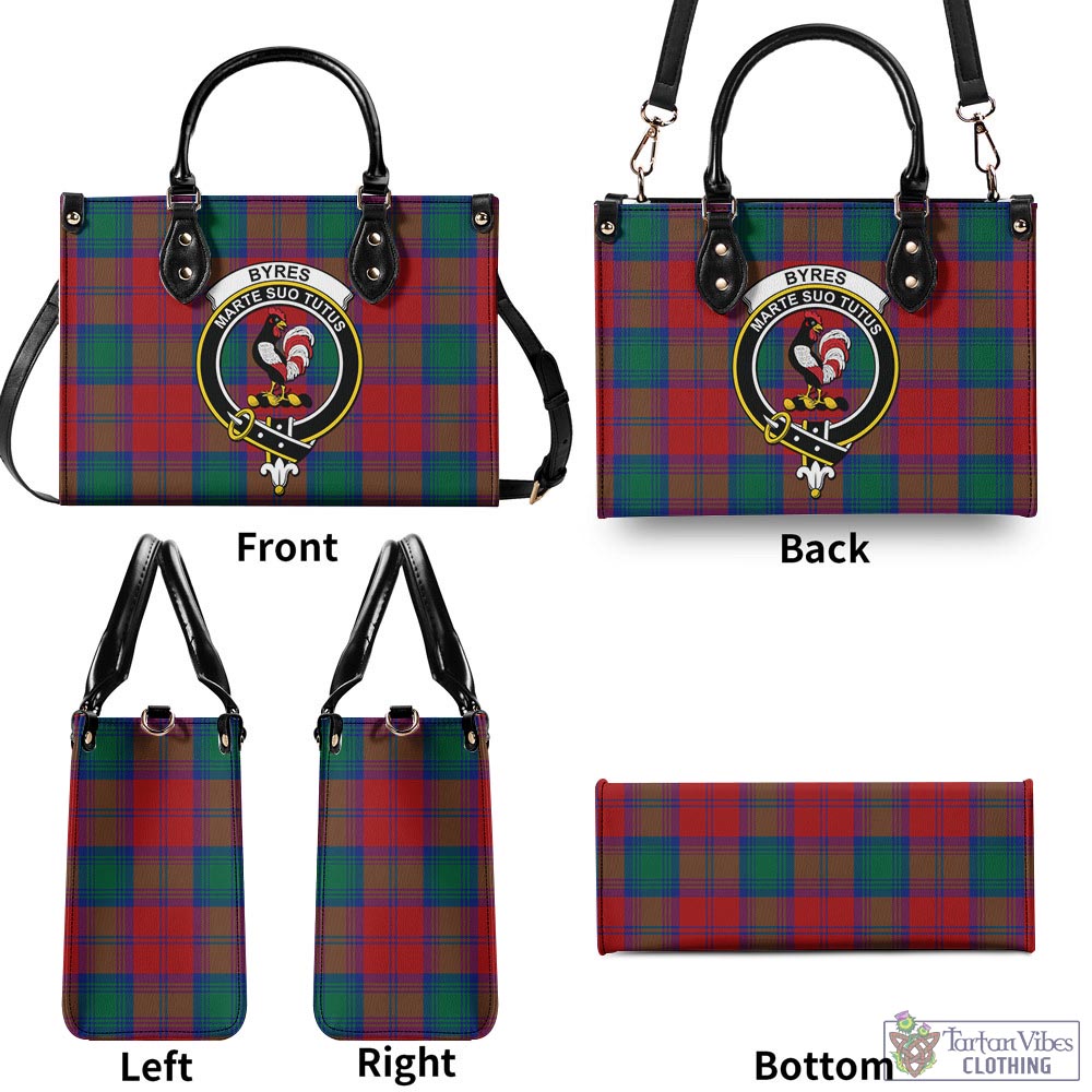 Byres (Byses) Tartan Luxury Leather Handbags with Family Crest - Tartan Vibes Clothing