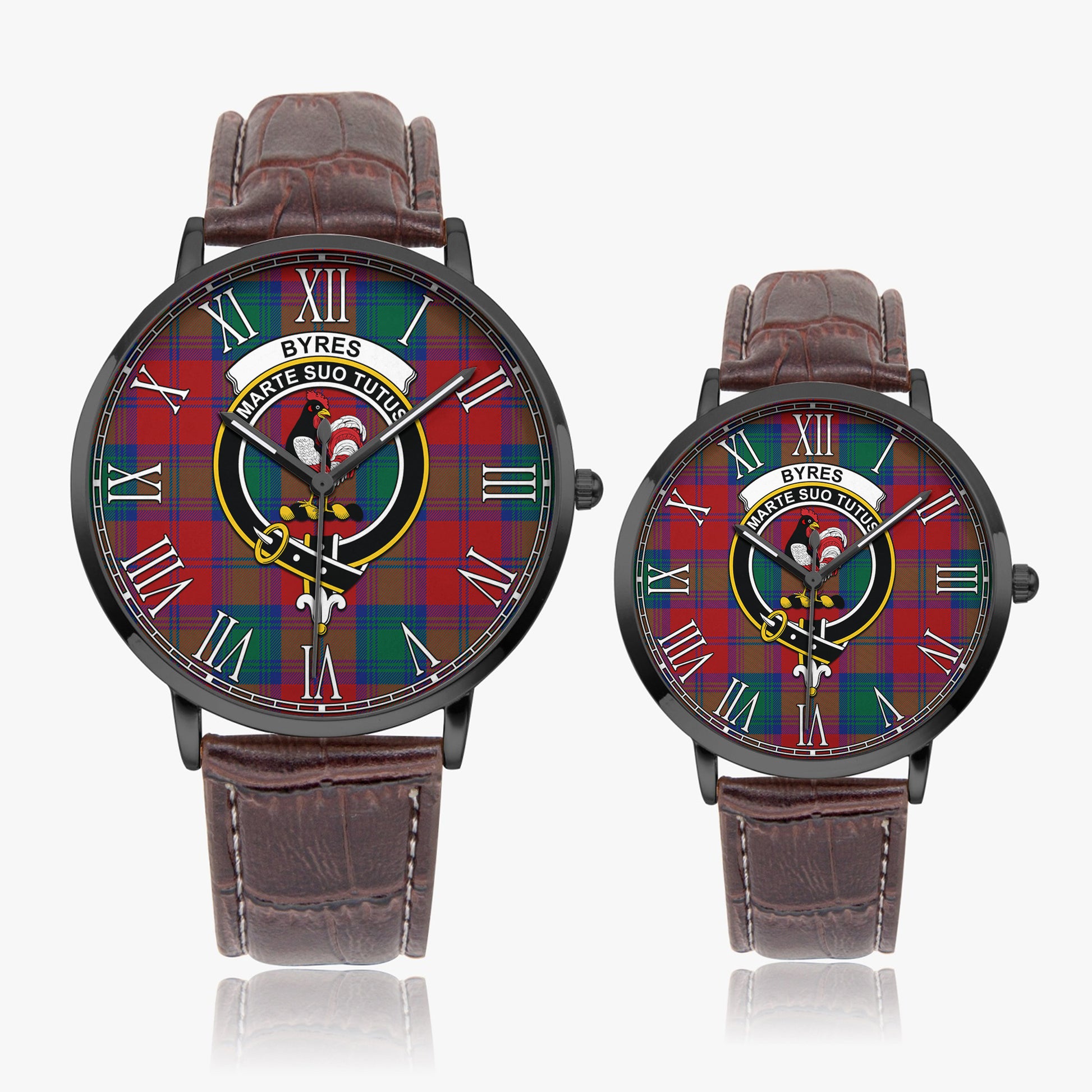 Byres (Byses) Tartan Family Crest Leather Strap Quartz Watch - Tartan Vibes Clothing