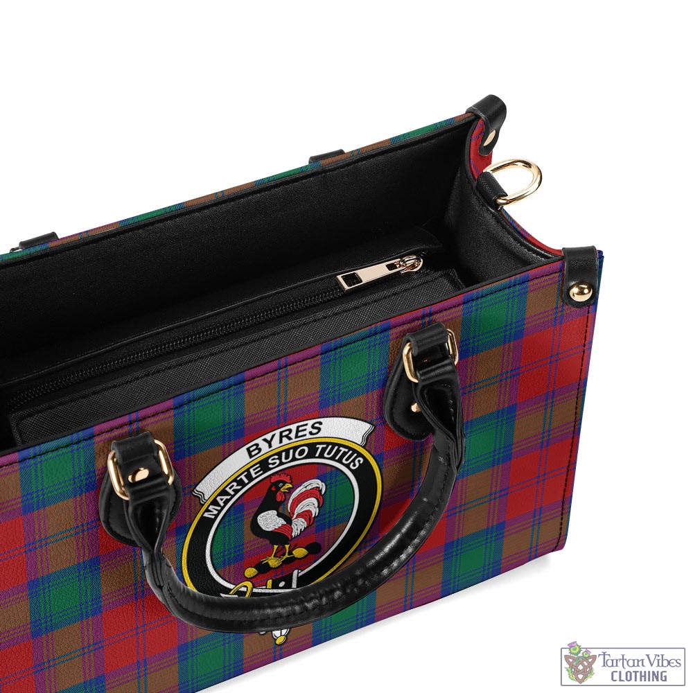 Byres (Byses) Tartan Luxury Leather Handbags with Family Crest - Tartan Vibes Clothing