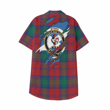 Byres (Byses) Clan Crest In Me Tartan Kid Hawaiian Shirt Scotland Flag Style