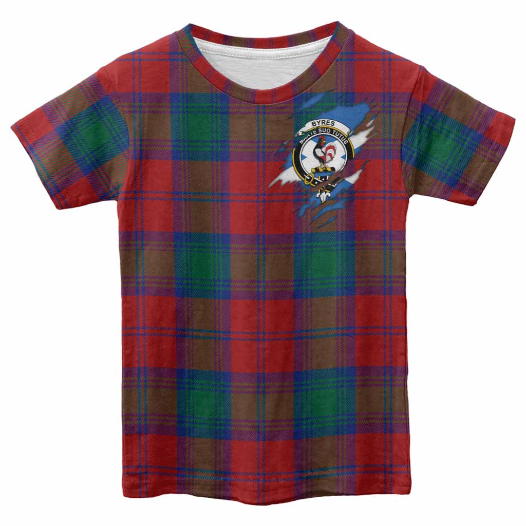 Byres (Byses) Clan Crest In Me Tartan Kid T-shirt Scotland Flag Style