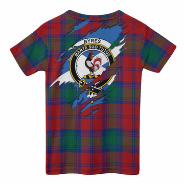 Byres (Byses) Clan Crest In Me Tartan Kid T-shirt Scotland Flag Style